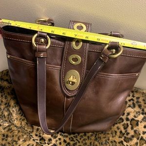 Coach Leather Shoulder Bag With Buckles